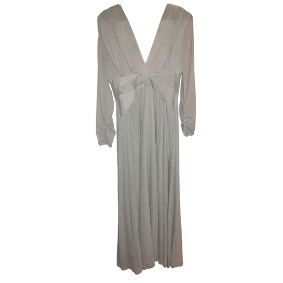 ASOS Sage V-Neck Bishop Sleeve Chiffon Maxi Dress - Picture 3 of 4